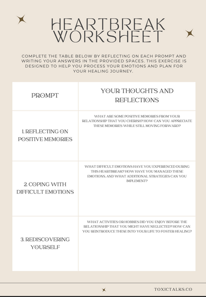 Free Heartbreak Reflection Worksheets — The First Step to Healing 💫