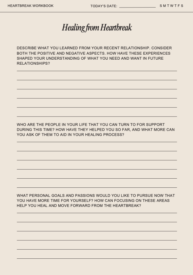 Free Heartbreak Reflection Worksheets — The First Step to Healing 💫
